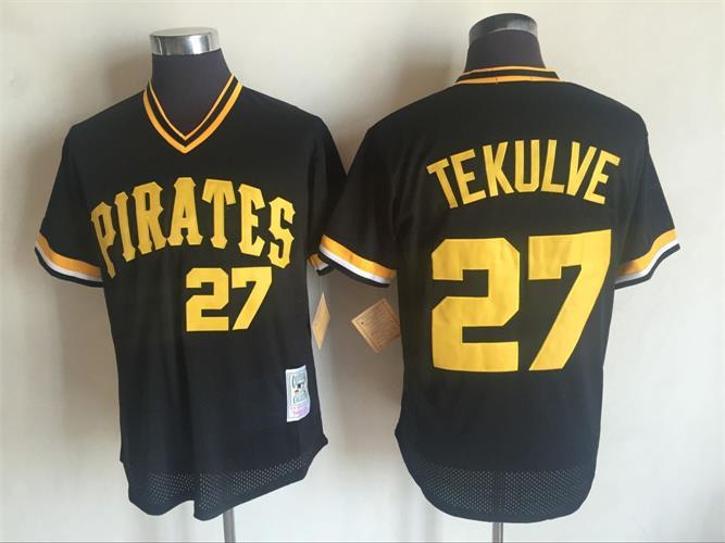 2017 MLB Pittsburgh Pirates #27 Jung Ho Kang Black Throwback Jerseys